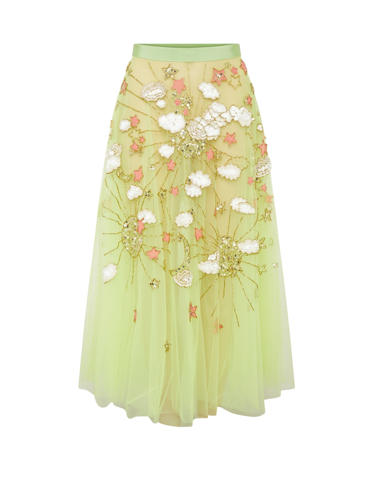 Jupe E.Franchi en tulle brodée - Vert