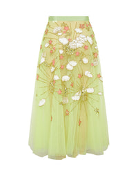 Jupe E.Franchi en tulle brodée - Vert