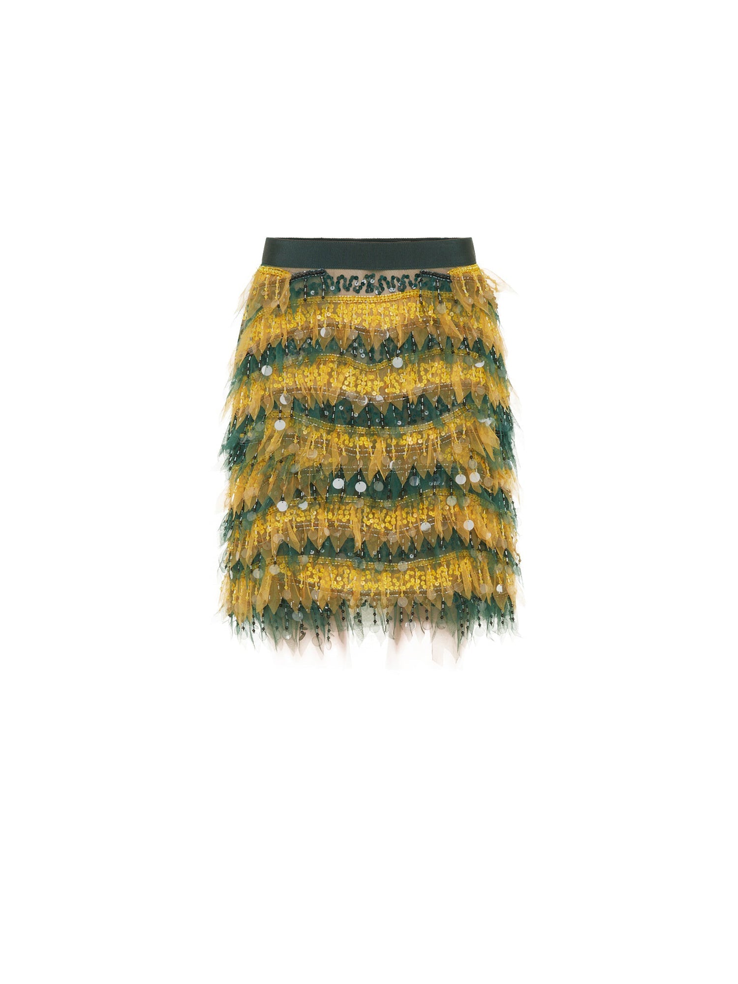 Jupe E.Franchi en tulle & sequins - Jaune