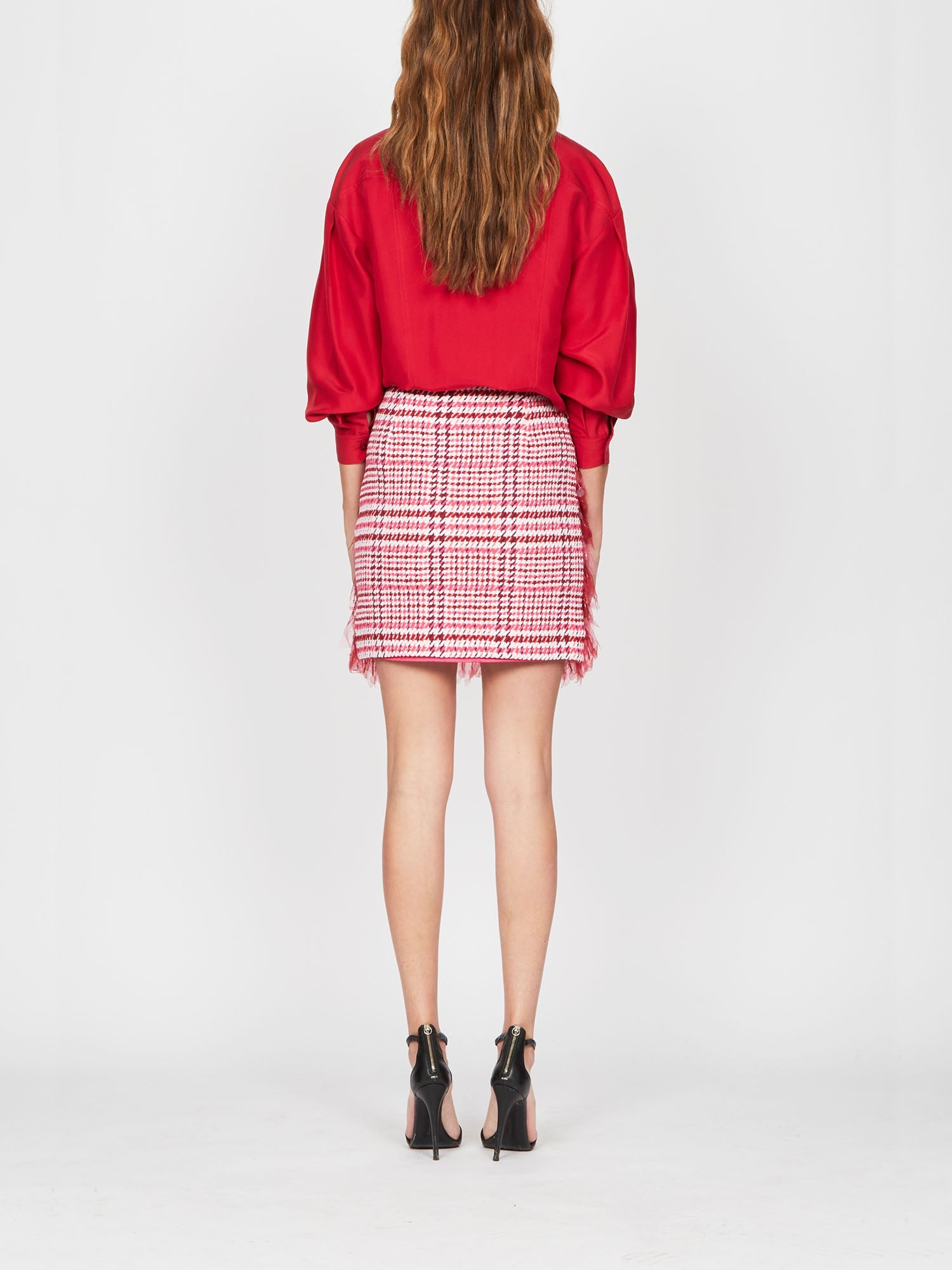 Jupe courte E.Franchi en tulle & tweed - Jaune
