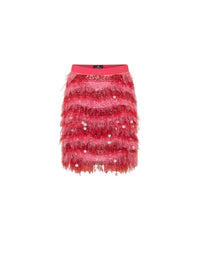 Jupe courte E.Franchi en tulle & tweed - Rose
