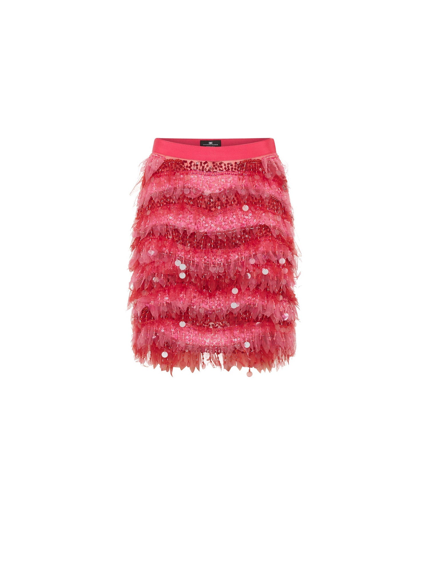 Jupe courte E.Franchi en tulle & tweed - Rose