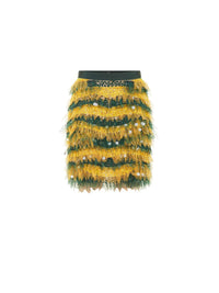 Jupe courte E.Franchi en tulle & tweed - Jaune