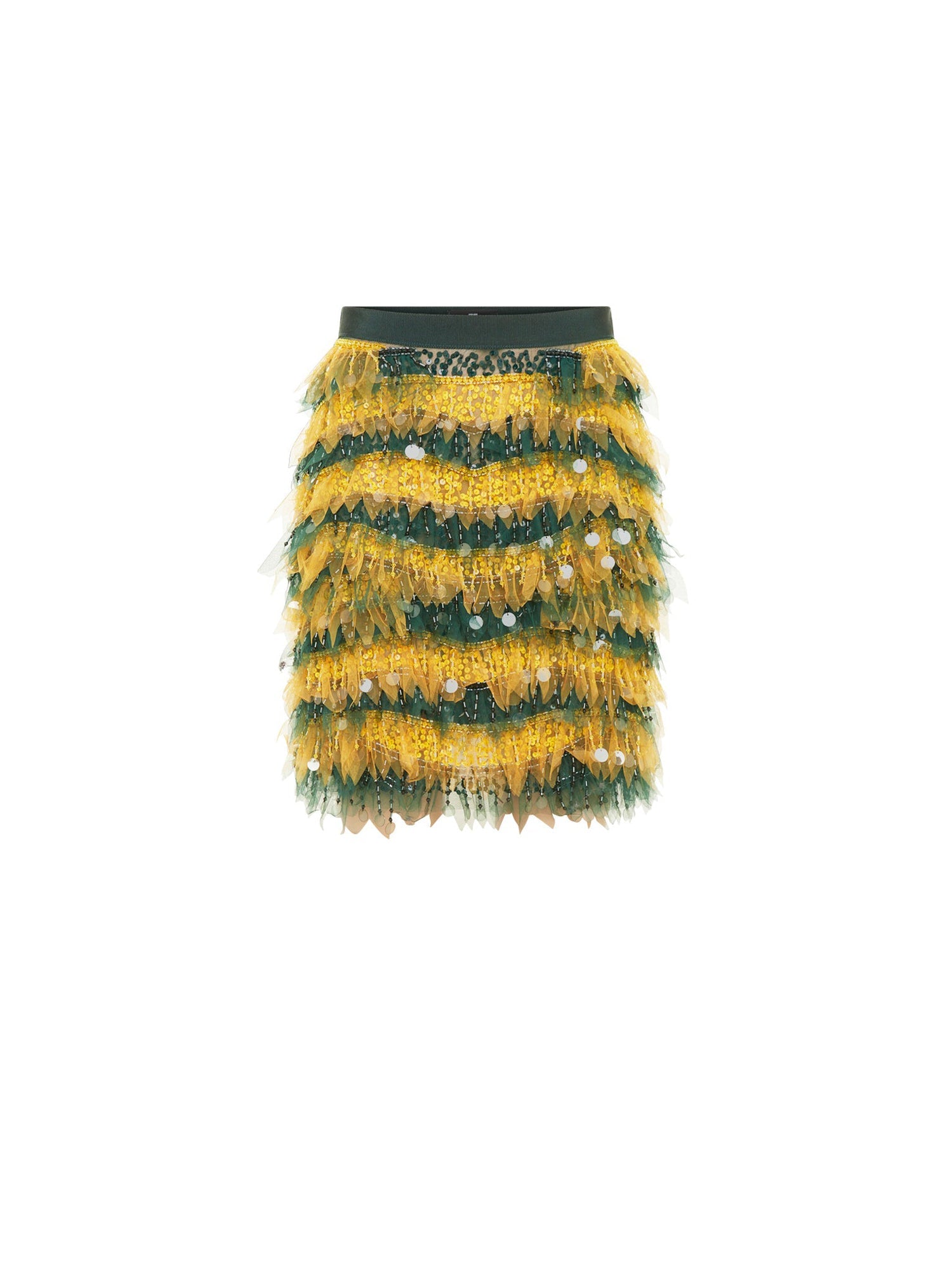 Jupe courte E.Franchi en tulle & tweed - Jaune