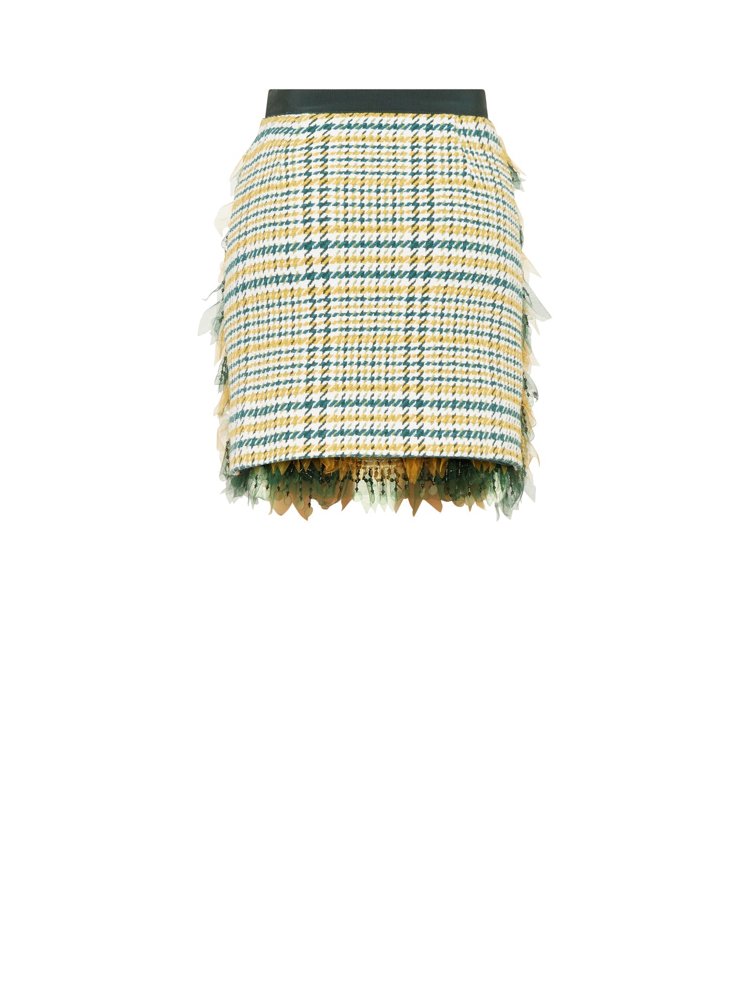Jupe courte E.Franchi en tulle & tweed - Jaune