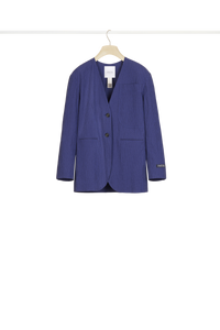 Veste sans col en seersucker - Bleu Persan