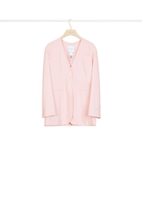 Veste sans col en laine d'été - Pivoine