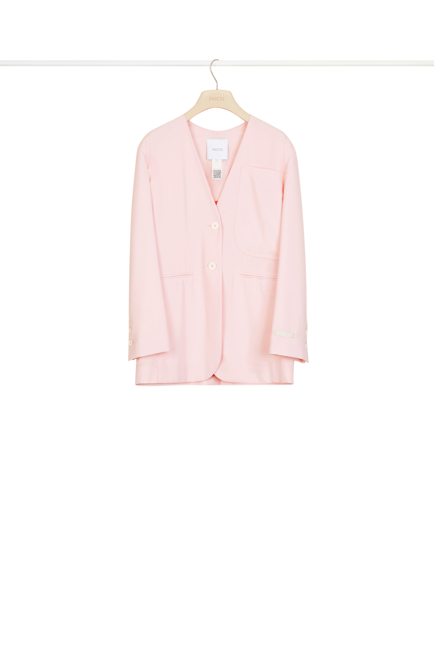 Veste sans col en laine d'été - Pivoine