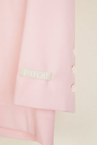 Veste sans col en laine d'été - Pivoine