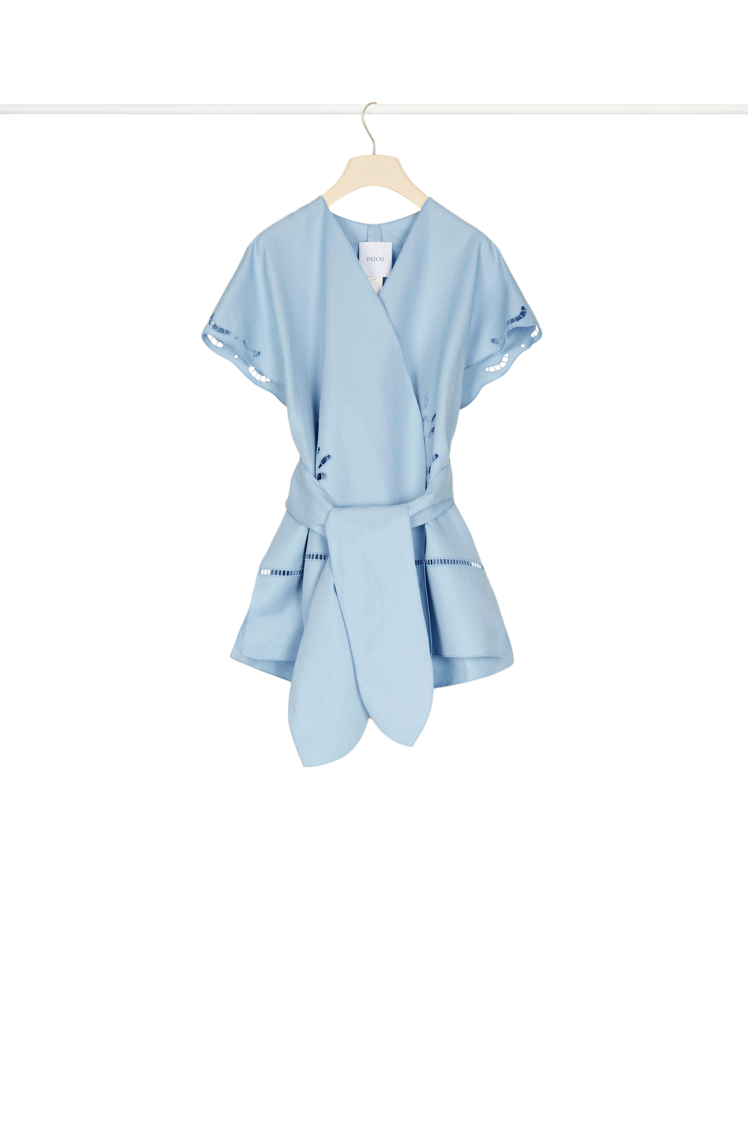 Veste en coton et lin à broderie ajourée - Blueberry