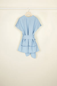 Veste en coton et lin à broderie ajourée - Blueberry