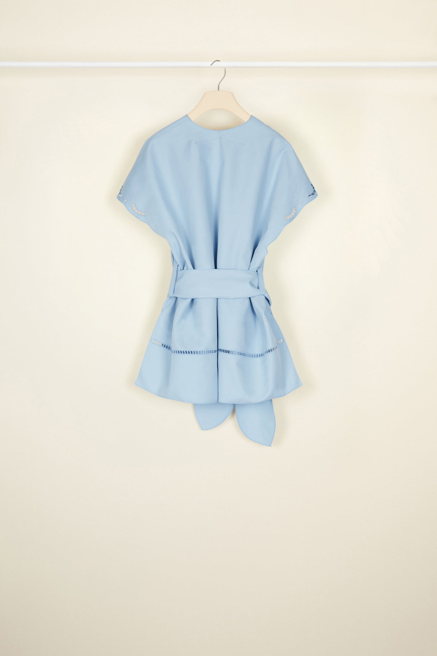 Veste en coton et lin à broderie ajourée - Blueberry