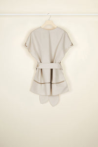 Veste en coton et lin à broderie ajourée - Gris cendre