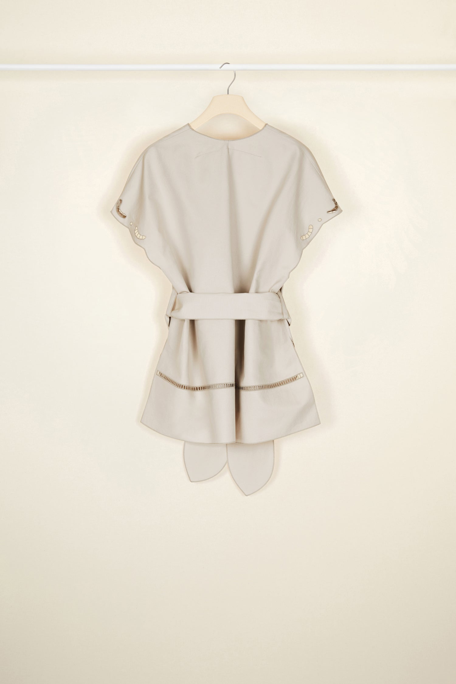 Veste en coton et lin à broderie ajourée - Gris cendre