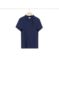 Polo à logo en coton - Bleu Marine