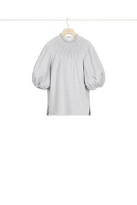 Sweat en coton à col smocké - Gris