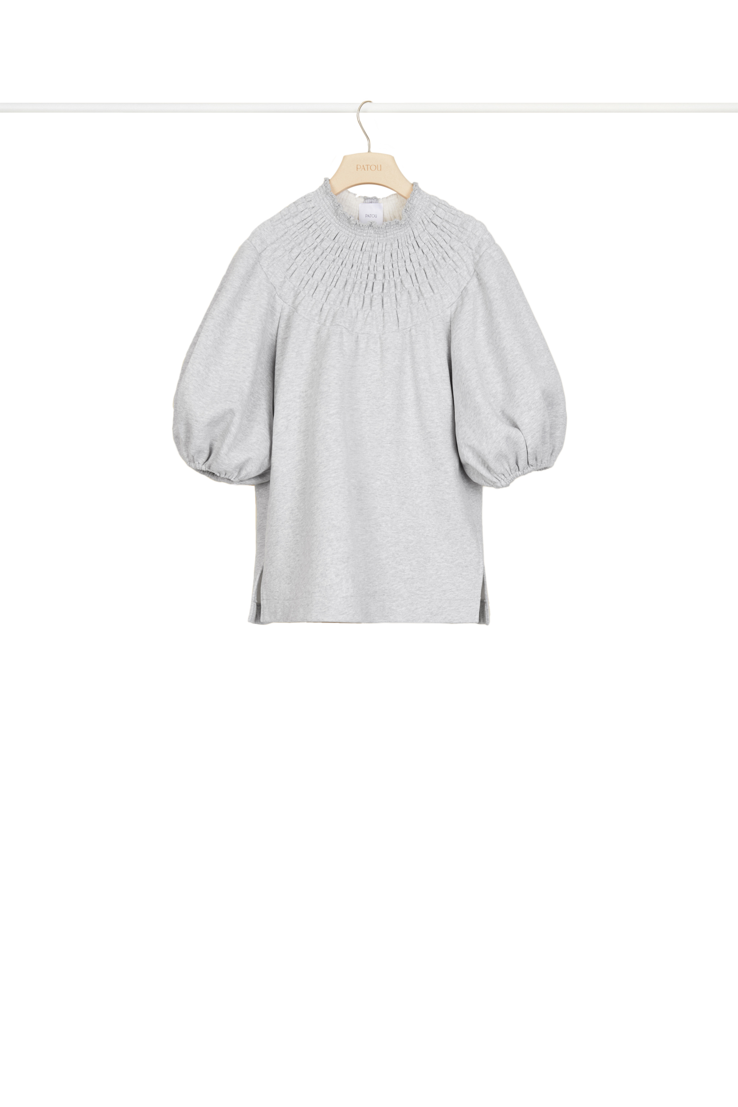 Sweat en coton à col smocké - Gris