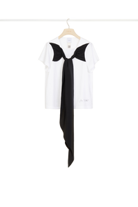 T-shirt en coton à noeud - Noir et Blanc