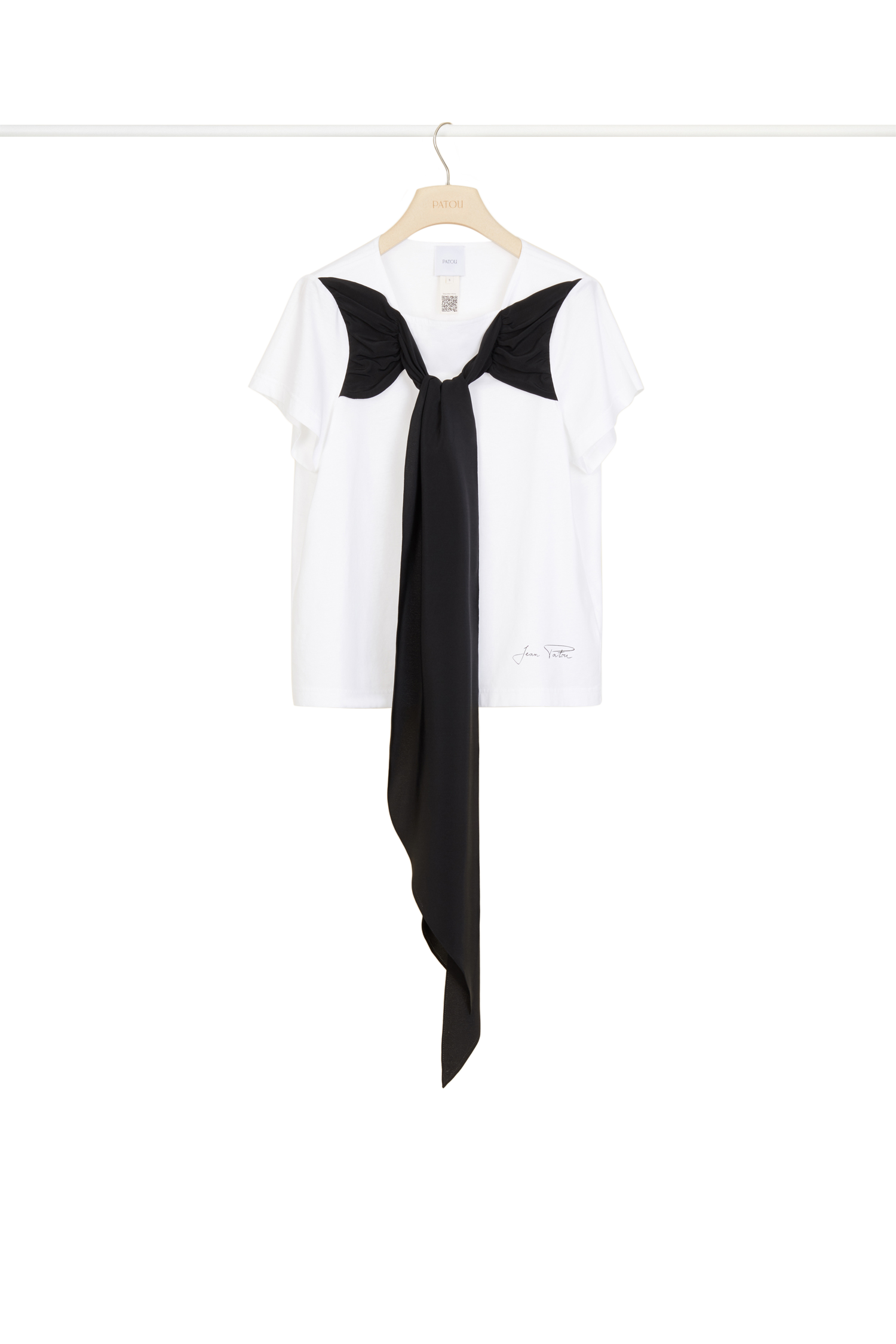 T-shirt en coton à noeud - Noir et Blanc