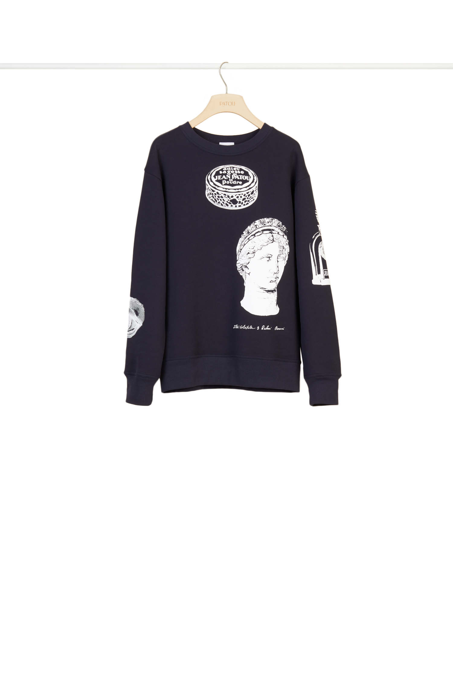 Sweatshirt oversize en coton imprimé - Bleu Marine
