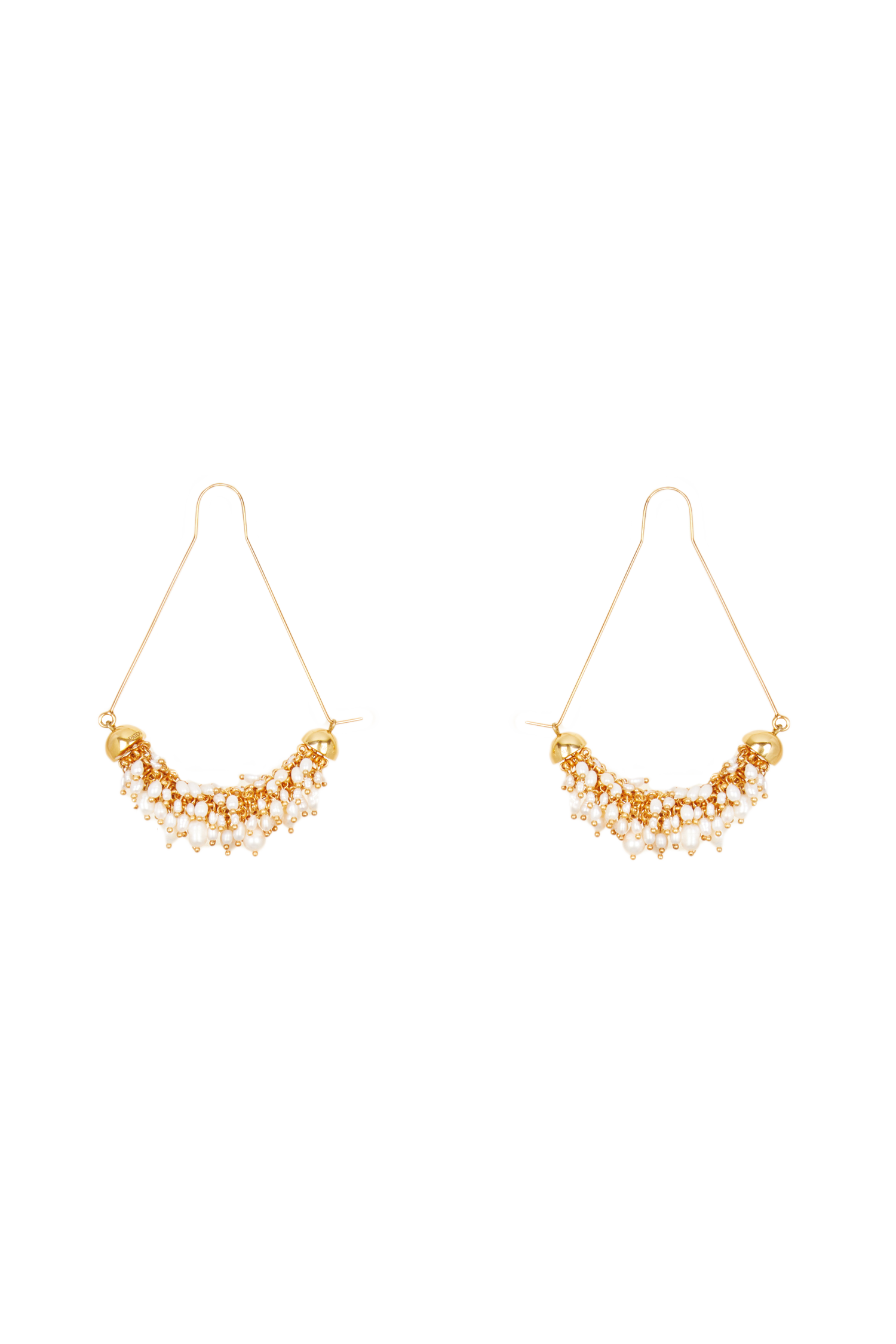 Boucles d'oreilles en laiton doré et perles - Or