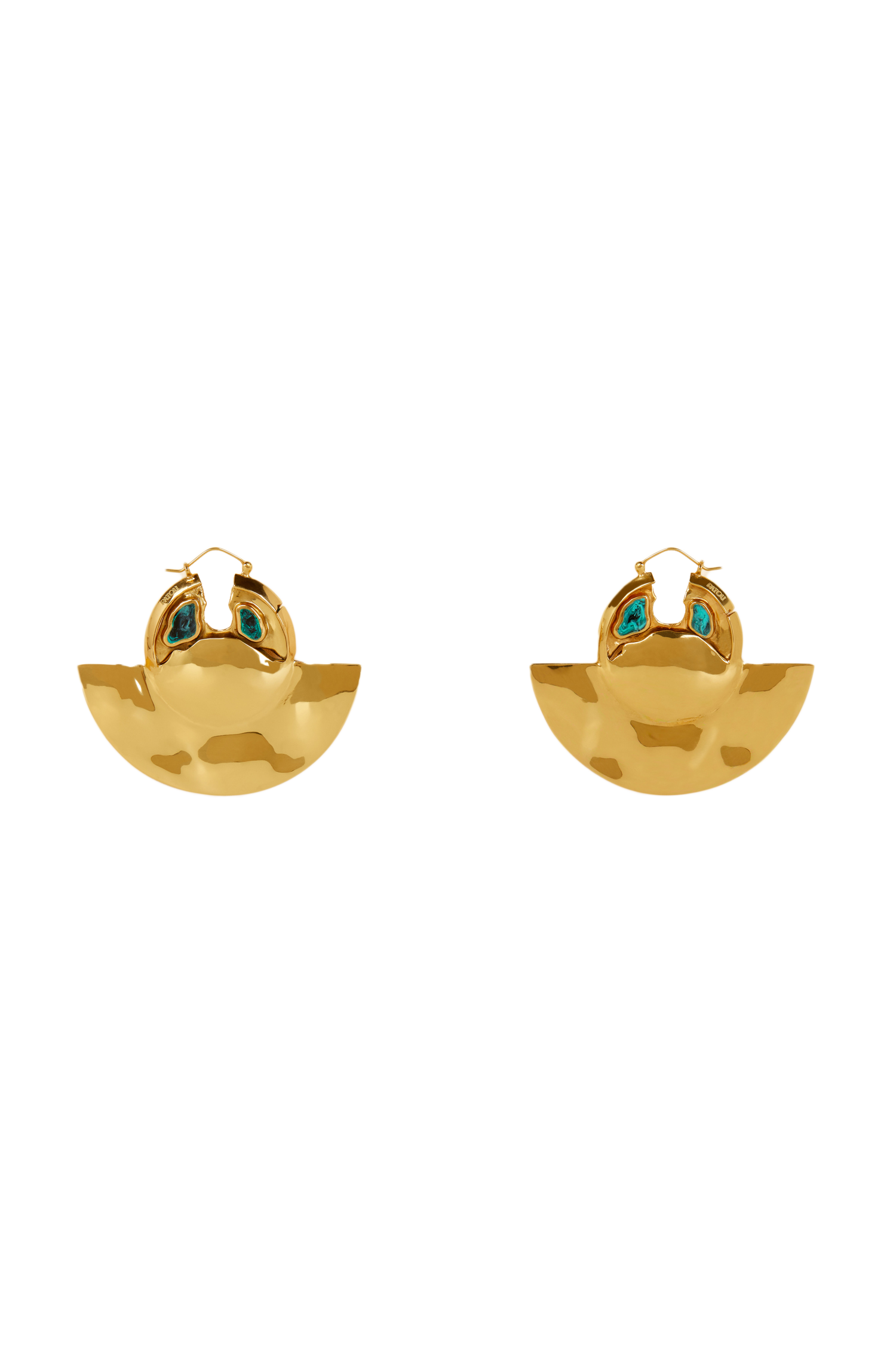 Boucles d'oreilles en laiton et malachite - Or