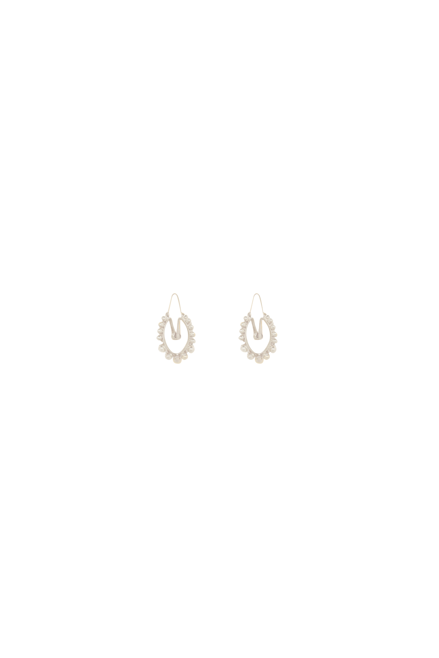 Créoles en laiton argent et perles - Argent