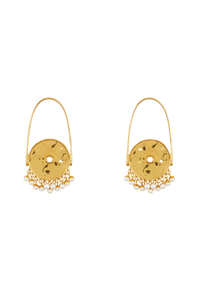 Boucles d'oreilles sphères en laiton et perles - Or