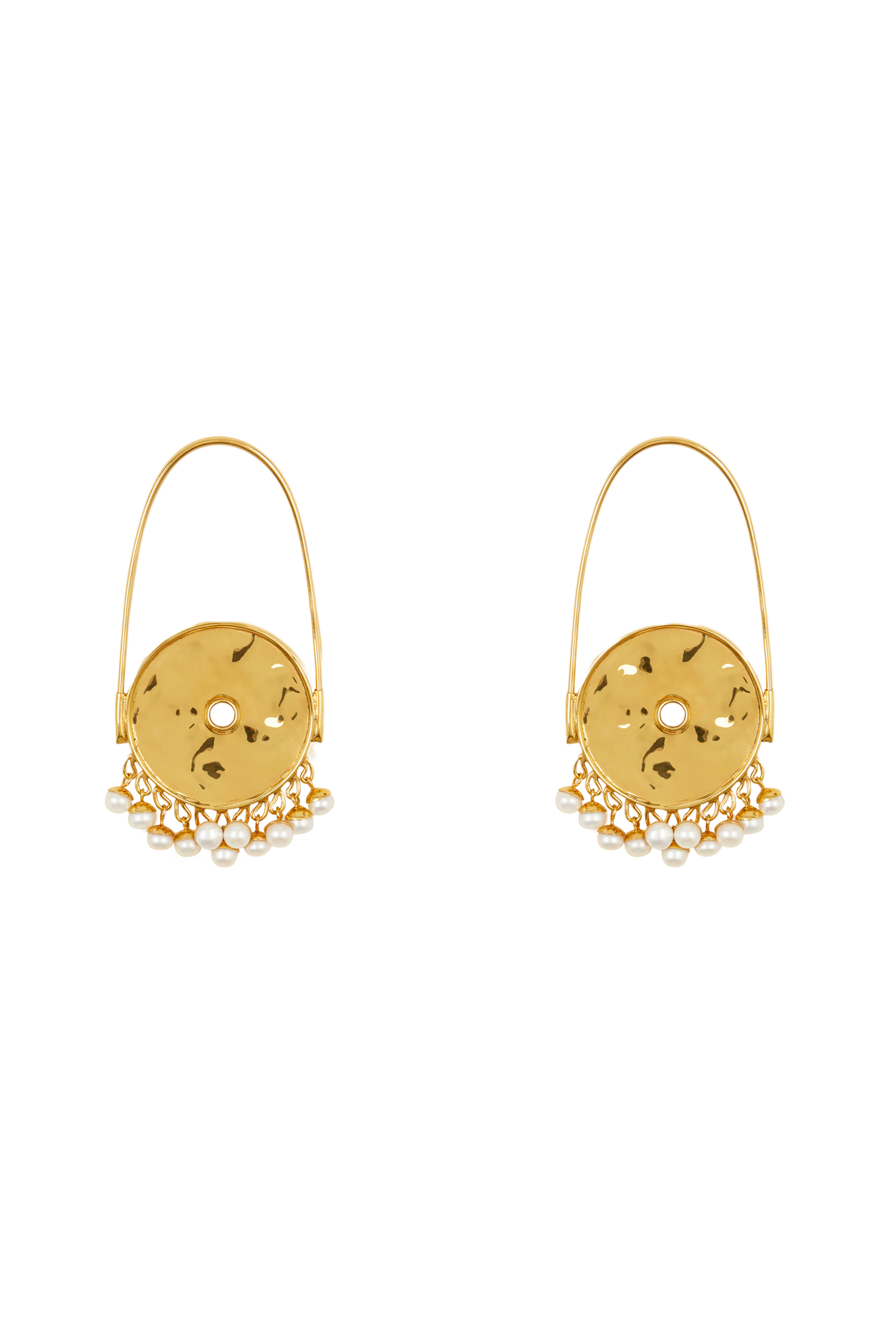 Boucles d'oreilles sphères en laiton et perles - Or