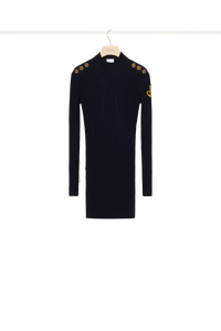 Robe en maille à découpes - Bleu Marine et Noir