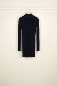 Robe en maille à découpes - Bleu Marine et Noir