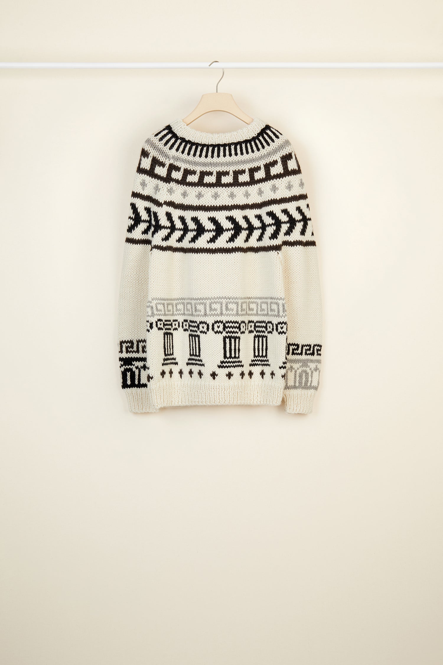 Pull en laine à motifs jacquard et ex-votos - Ex Voto