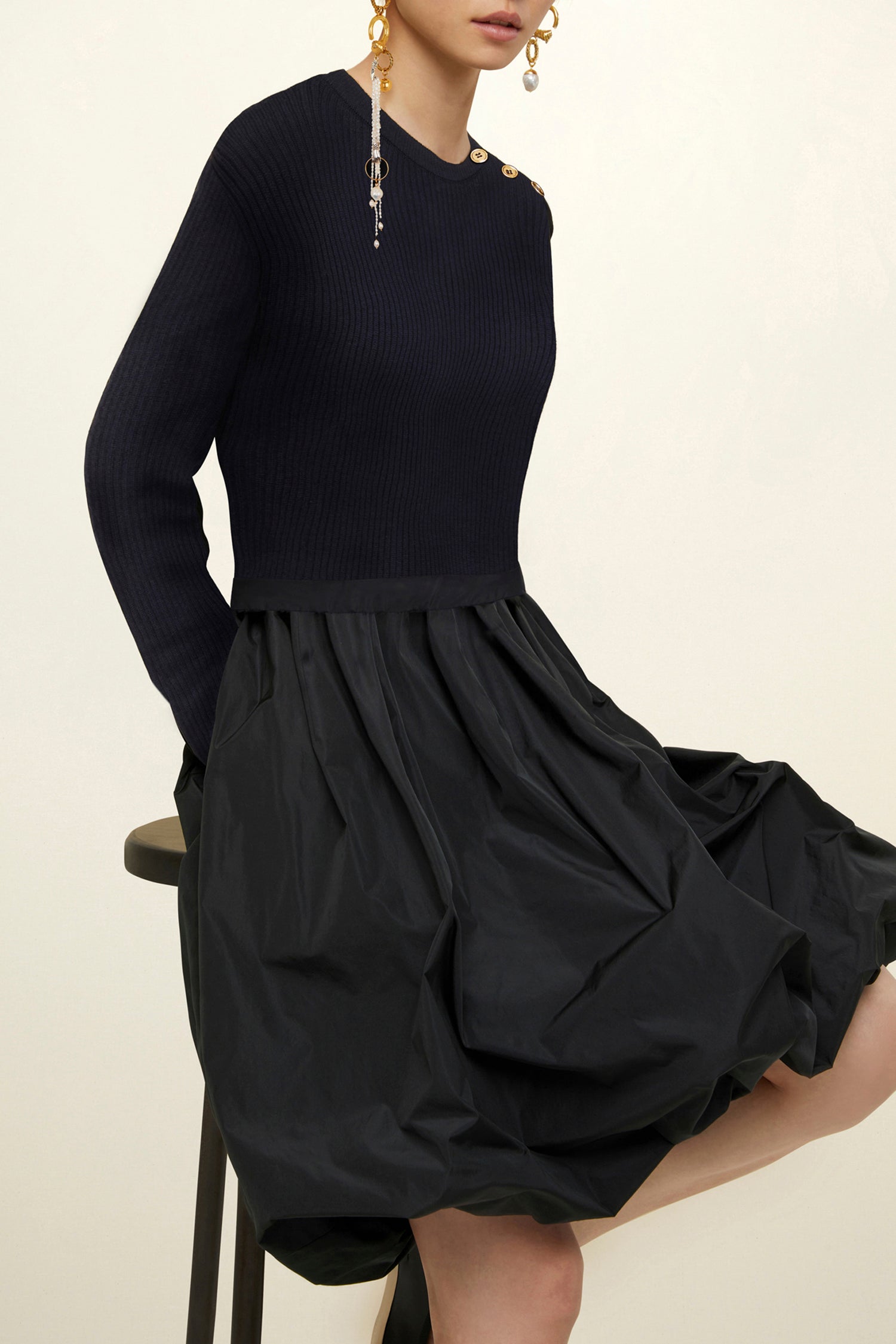 Robe Bi-matière - Bleu Marine