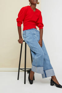 Pull en laine à col twisté - Rouge