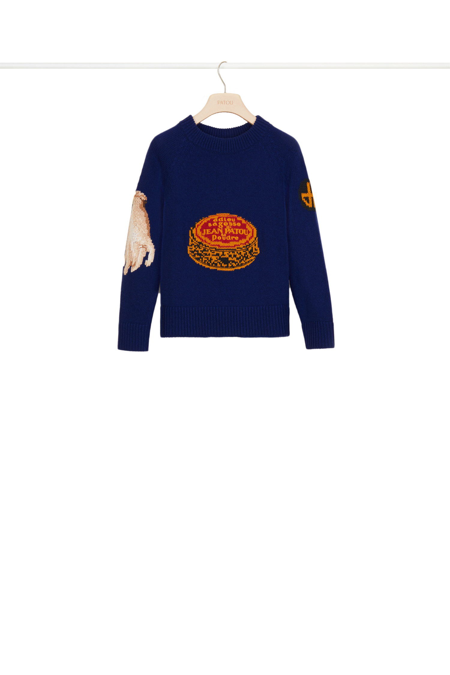 Pull en jacquard brodé - Bleu Persan