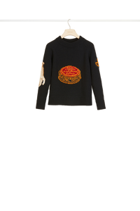 Pull en jacquard brodé - Noir