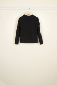 Pull en jacquard brodé - Noir