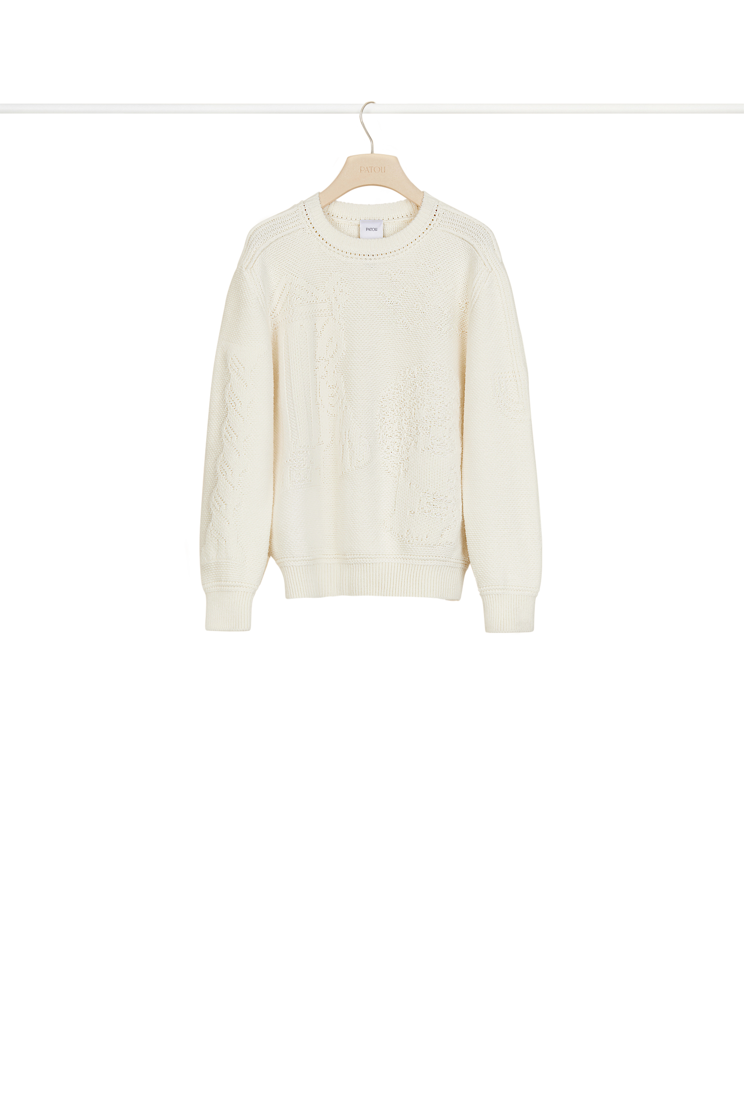 Pull en laine à motifs 3D - Crème