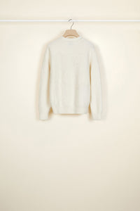 Pull en laine à motifs 3D - Crème