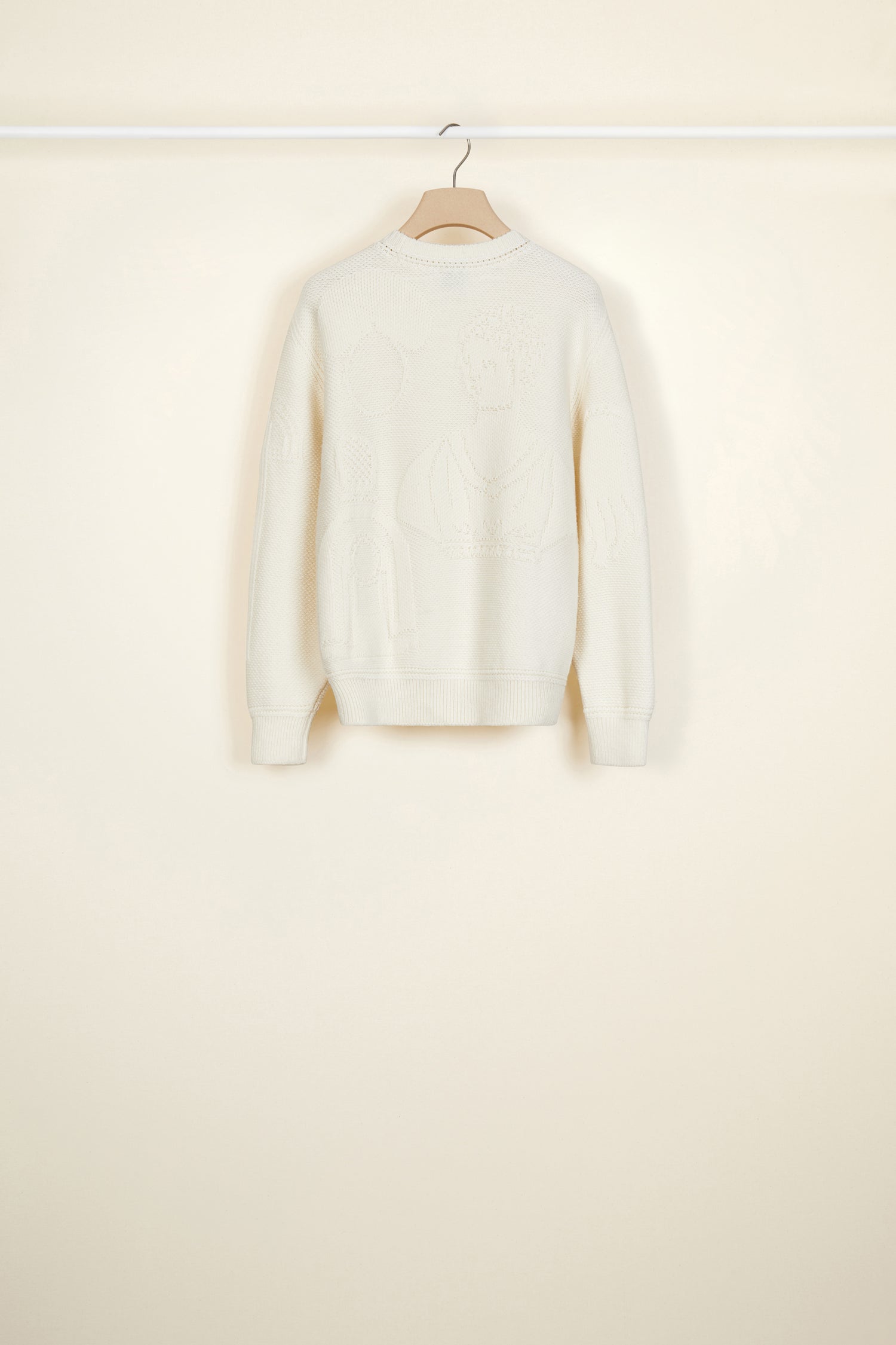 Pull en laine à motifs 3D - Crème