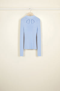 Pull en laine et soie à découpes dos - Bleu