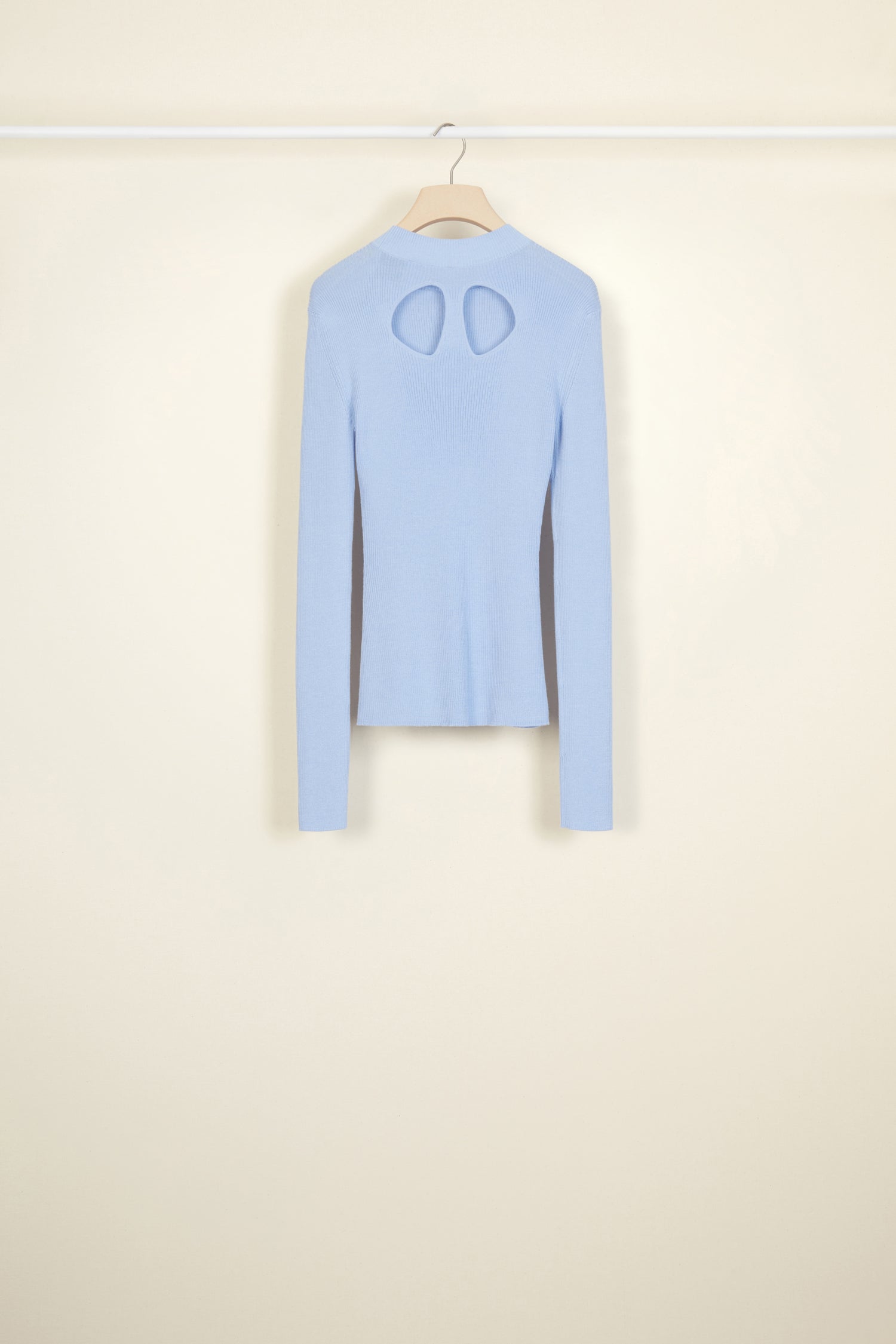 Pull en laine et soie à découpes dos - Bleu