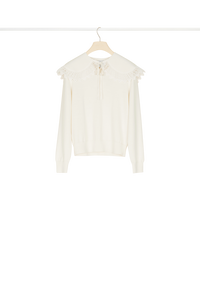 Pull fin à col crochet - Crème