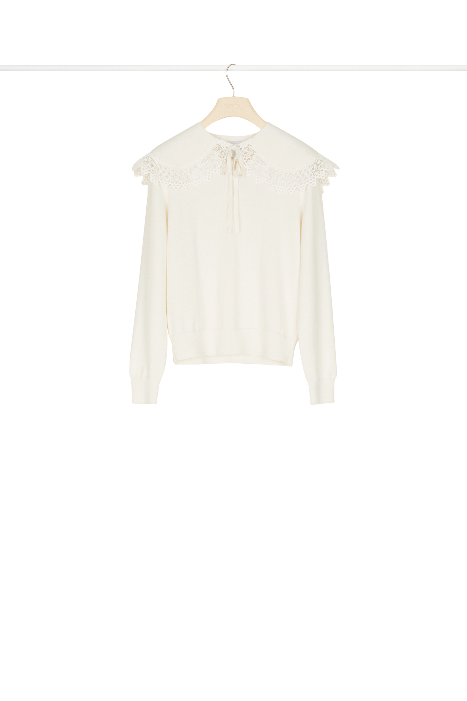 Pull fin à col crochet - Crème