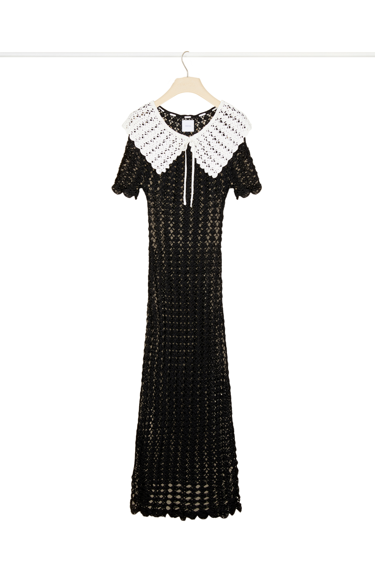 Robe longue bicolore en crochet - Noir et Blanc
