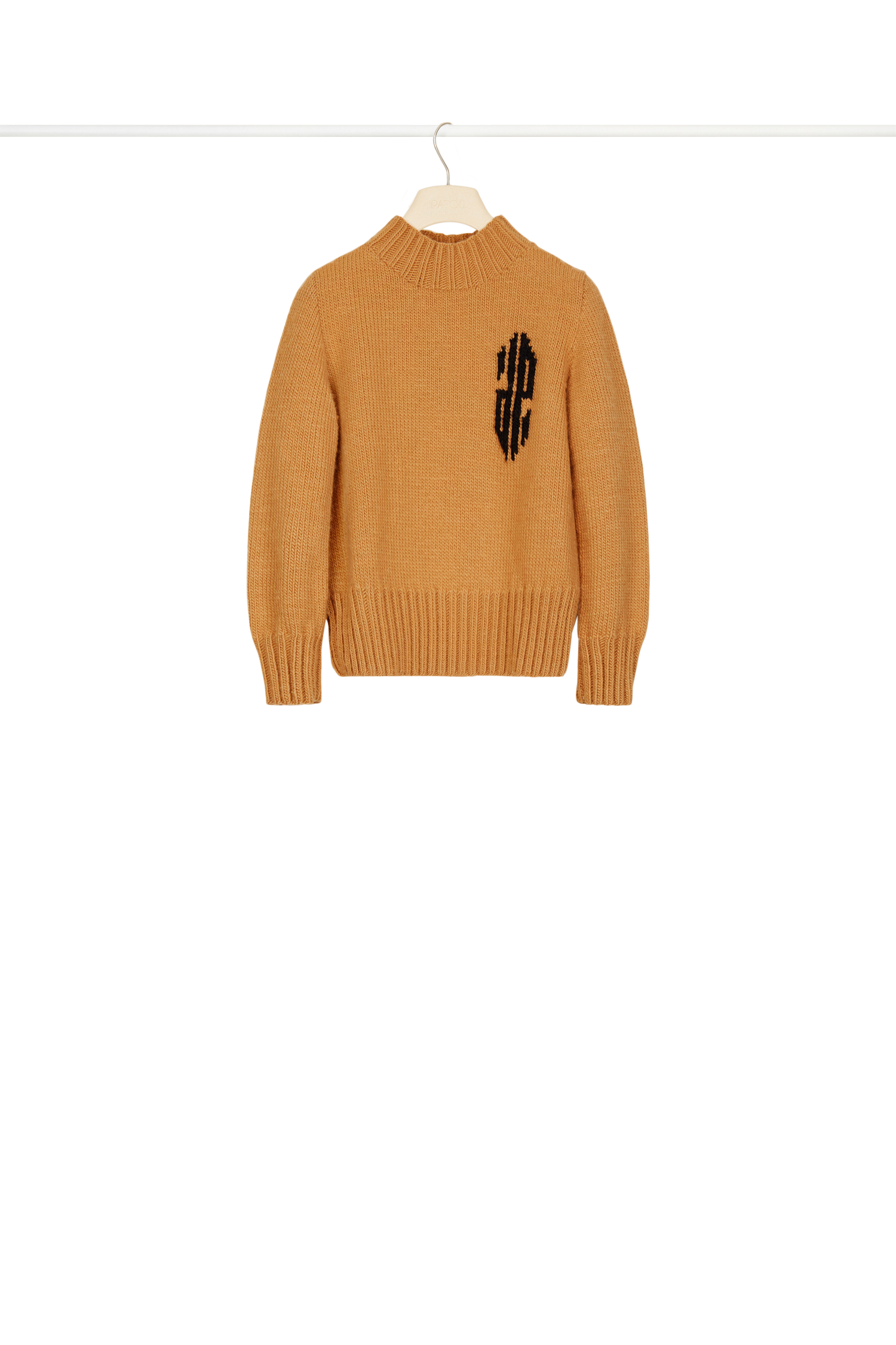 Pull court en laine à intarsia - Cuivre