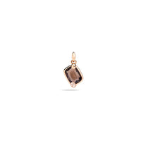 Pendentif Ritratto en Or Rose 18K, Diamant Blanc & Quartz Fumé