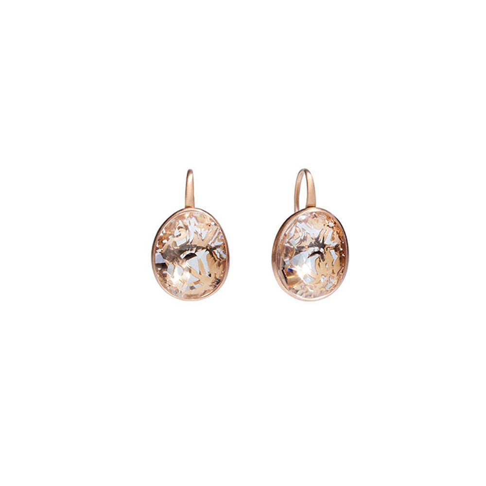 Boucles d'oreilles Arabesque en Or Rose 18K & Cristal de Roche