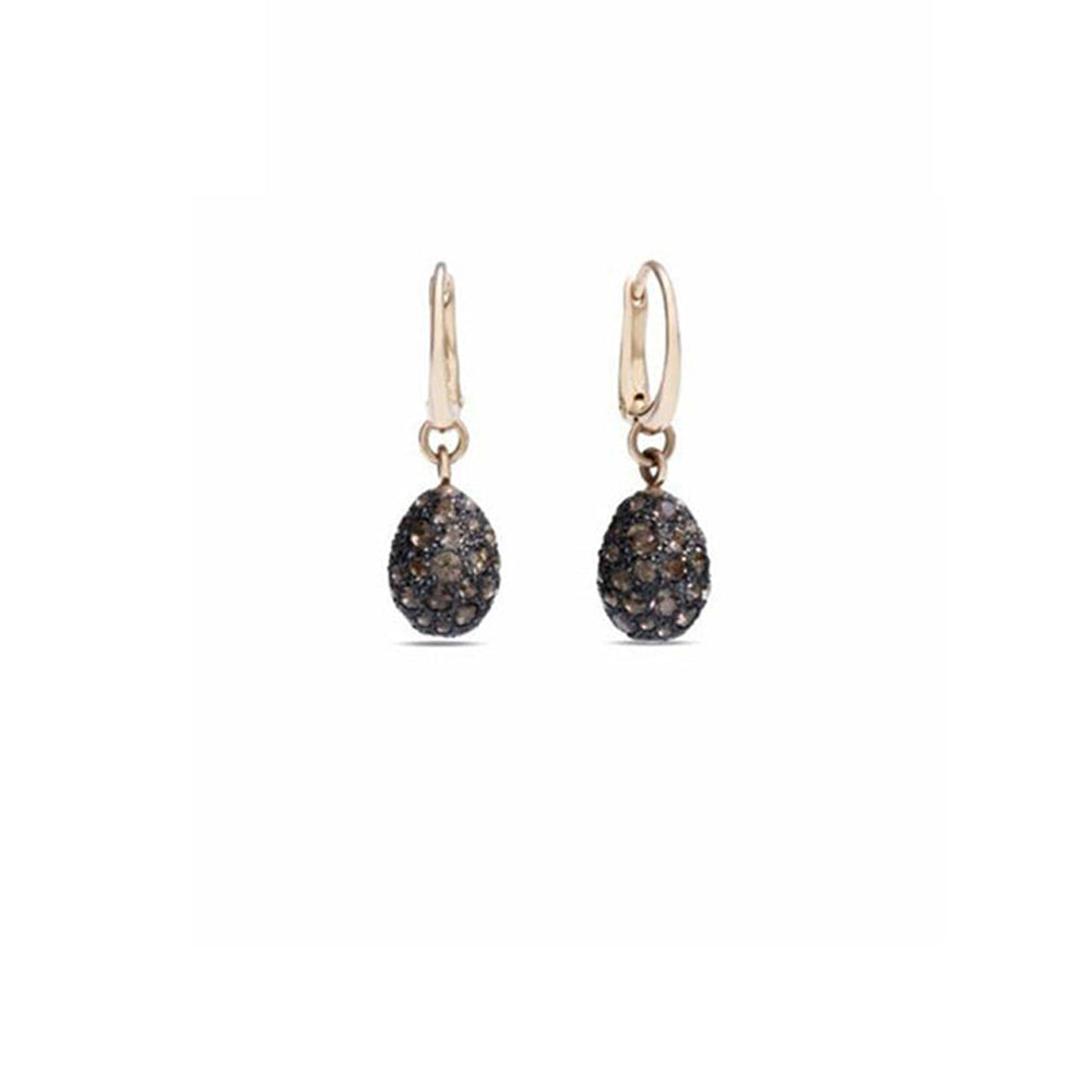 Boucles d'oreilles Tabou en Or Rose 18K & Quartz Fumé