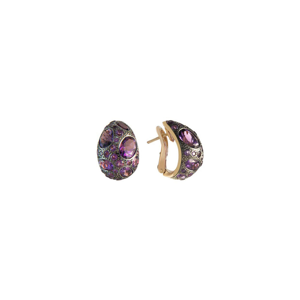 Boucles d'oreilles Tabou en Or Rose 18K & Améthyste